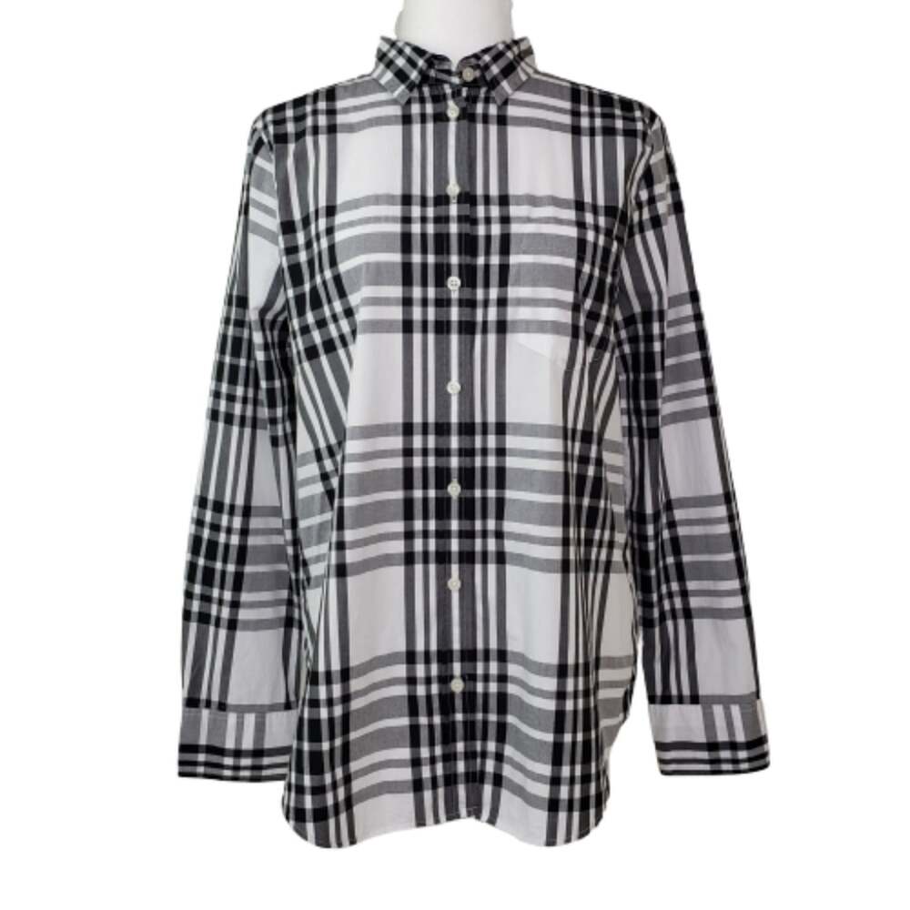 J. Crew Womens M Classic Fit Button Down Shirt Black White NEW